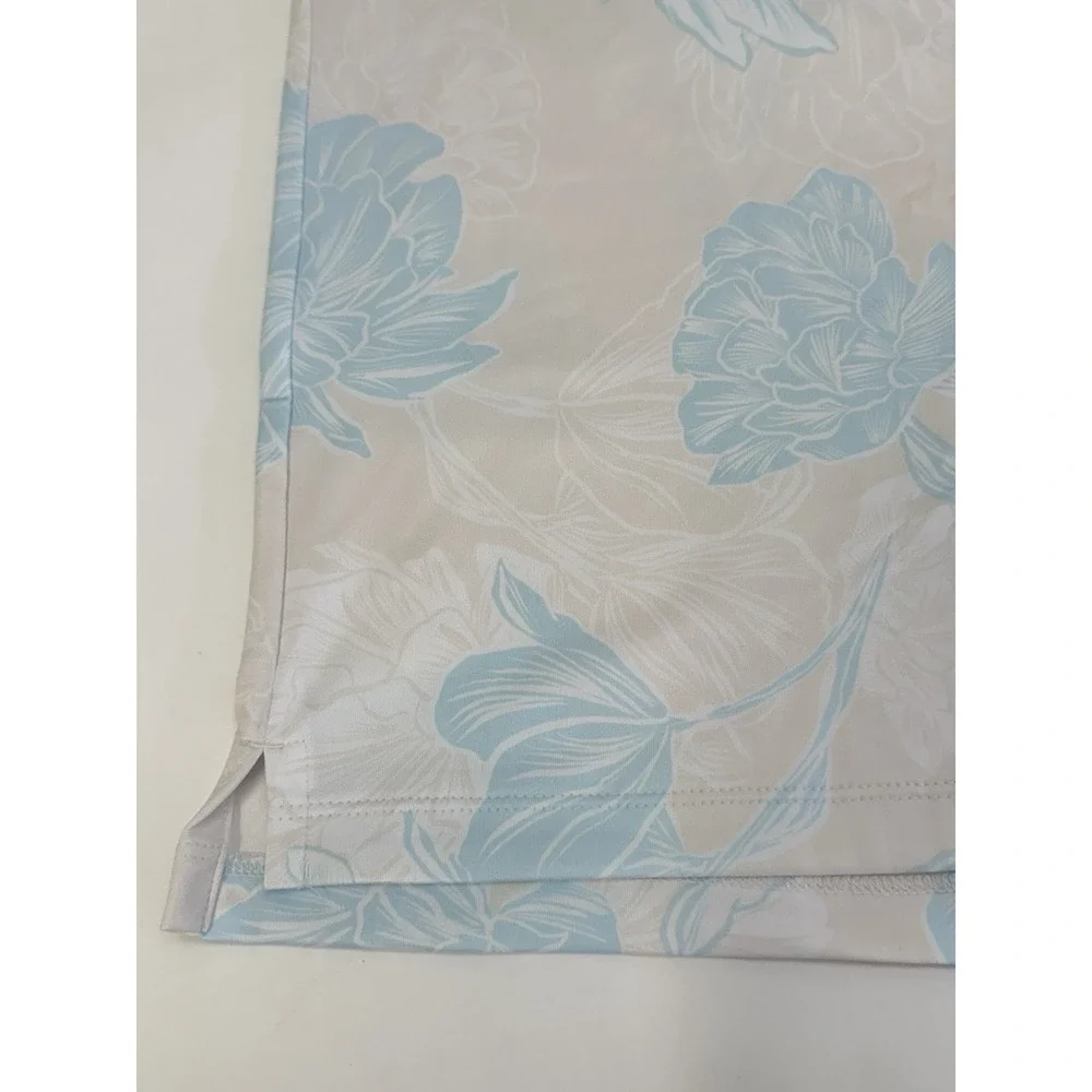 NWT G/Fore Stamped Floral Jersey Golf Polo Shirt Beige/ Stone Size XXL $120 - Picture 8 of 12